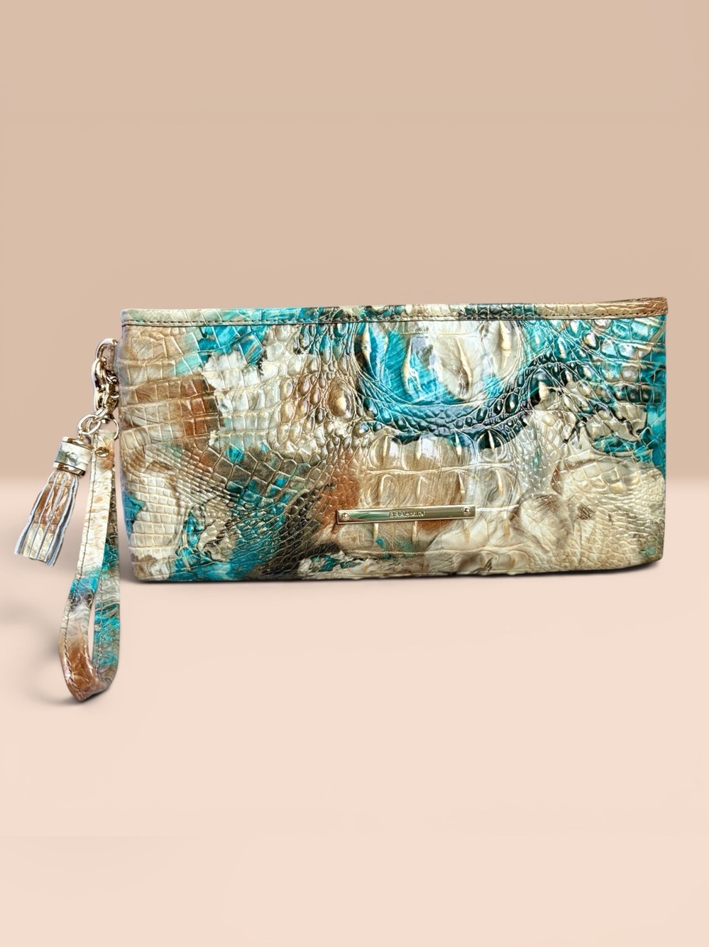Brahmin Kayla Abstract Bird of Paradise Melbourne Leather Wristlet Clutch HTF EC
